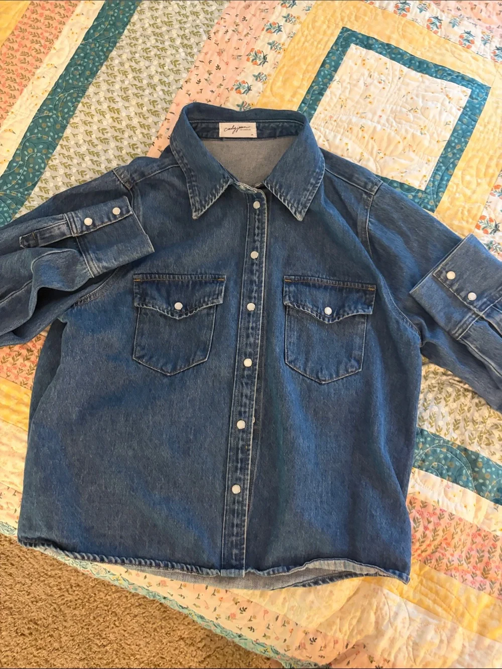 Carly Jean Los Angeles Dakota Denim Western Shirt - Picture 2 of 7